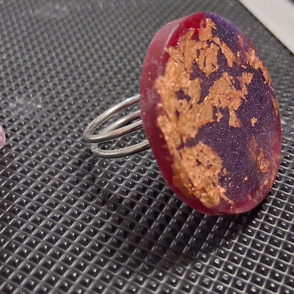 Handmade Abstract Metallic Statement Ring - Picture 9 of 9